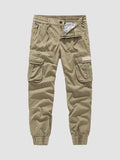 FOESCE 2025 New Autumn Cargo Pants Men Multi-Pockets Washed Cotton Work Wear Cargo Jogger Military Overalls Elastic Waist Male Trousers