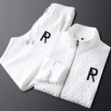 FOESCE 2025 Spring Autumn New Men's Two Piece Set Linen Fabric Casual Sweatshirt and Sweatpants Set Mens Sports Suit Fashion Tracksuit