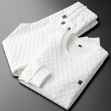 FOESCE 2025 Spring Autumn New Men's Two Piece Set Linen Fabric Casual Sweatshirt and Sweatpants Set Mens Sports Suit Fashion Tracksuit