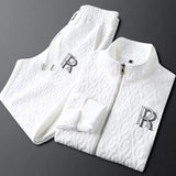 FOESCE 2025 Spring Autumn New Men's Two Piece Set Linen Fabric Casual Sweatshirt and Sweatpants Set Mens Sports Suit Fashion Tracksuit