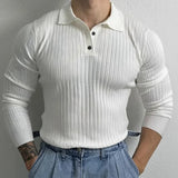 FOESCE 2024 Trendy Preppy Styleslims Men's Long Sleeve Polo Shirt Embroidery Letter Style Vintage Loose-fit Half-zip Sweatshirt