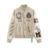FOESCE 2025 American retro jacket Y2K high street hip-hop style letter embroidered baseball uniform loose oversized personalized jacket
