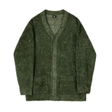 FOESCE 2024 Autumn Men's V-neck Knit Cardigan Jacket Fashion Loose Casual Korean Style Clothing Trend New Male Sweater Coat
