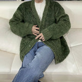 FOESCE 2024 Autumn Men's V-neck Knit Cardigan Jacket Fashion Loose Casual Korean Style Clothing Trend New Male Sweater Coat