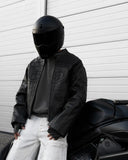 FOESCE 2025 Autumn and Winter New Baseball Collar Jacket Loose Black Embroidery Zip Up Jacket for Men Bomber Leather Jackets Coat