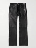 FOESCE 2024 ERD melancholy rich second-generation leather pants dyed slim fit slightly loose casual pants KZ1047
