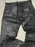 FOESCE 2024 ERD melancholy rich second-generation leather pants dyed slim fit slightly loose casual pants KZ1047