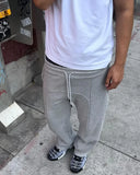 FOESCE 2025 High Street Trendy Straight Casual Pants American Harajuku Retro Splicing Oversized Sweatpants Men Personalized Streetwear