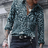 FOESCE 2025 Leopard Print Pattern Lapel Button men's Shirt 3D Printed Casual Fashion Long Sleeved Shirt Street Unisex Clothing Top