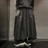 2024 Men Ribbon Dark Black Wide Leg Pants Male Punk Gothic Harem Trousers Kimono Skirt Pants Winter Women Irregular Big Hem Pant