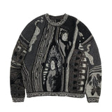 FOESCE 2024 NEW ABOORUN Men's National Characters Jacquard Sweaters Japanese O Neck Pullover Knitwear for Male