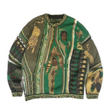 FOESCE 2024 NEW ABOORUN Men's National Characters Jacquard Sweaters Japanese O Neck Pullover Knitwear for Male
