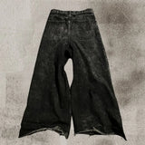 FOESCE 2025 New Black Ripped Baggy Jeans Goth Retro Y2k Denim Pants Men and Women Casual Hip Hop Straight Wide Leg Trousers Streetwear