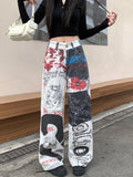 FOESCE 2025 Spodnie Y2K Streetwear 3D Graphic Printing Baggy Jeans Pants For Women Clothing Straight Gothic Lady Trousers Ropa De Mujer