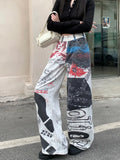 FOESCE 2025 Spodnie Y2K Streetwear 3D Graphic Printing Baggy Jeans Pants For Women Clothing Straight Gothic Lady Trousers Ropa De Mujer
