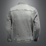FOESCE 2025 Spring New Men's Denim Jersey Embroidered Vintage Denim Coat Men's Youth Thin Denim Jacket Men's
