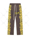 FOESCE 2025 new style simple and versatile fashion trendy sweatpants Hip-hop street striped letter print oversized baggy pants for mens