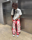 FOESCE 2025 Hip-hop Trendy Streetwear Trousers American Retro Baggy Wide-leg Casual Pants Men Harajuku Colorful Drawstring Sweatpants