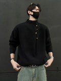 FOESCE 2025 New Half-Turtleneck Button Design Sweaters Men Winter Korean Fashion Knitted Pullovers Business Casual Christmas Jumpers