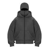 FOESCE 2025 New design Hip Hop double hat match hoodie for men Y2k Harajuku Vintage Winter Coat Fashion streetwear couple sweatshirt