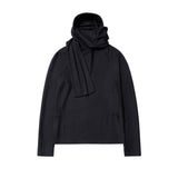 FOESCE 2025 Spring Men's New Hooded Bottom Shirt Layering Poncho Scarf Neck Hooded Niche Design Loose Pullover Sweatshirt Top
