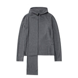 FOESCE 2025 Spring Men's New Hooded Bottom Shirt Layering Poncho Scarf Neck Hooded Niche Design Loose Pullover Sweatshirt Top