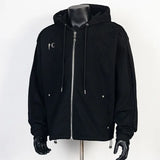 FOESCE 24ss Fashion Street Cleanfit Thug Club Jacket Metal Stars Moons Logo Embroidered Tassel Pocket Black Denim Coats Men Women