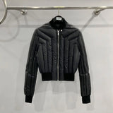 FOESCE 24ss Rick Down Jacket Women Streetwear Short Owens Overcoat High Street Black Zip High Neck Coat Fashion  White Goose Down Coat