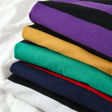 FOESCE 5 colors Women Cotton Purple Striped Tops Slim Fit t shirt Harajuku Tshirt Summer Long Sleeve Korean Feminina oversized t shirt