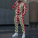 FOESCE A must-have in winter, stylish warm Christmas theme sports suit, green and red snowflake pattern, full of holiday atmosphere
