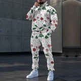 FOESCE A must-have in winter, stylish warm Christmas theme sports suit, green and red snowflake pattern, full of holiday atmosphere