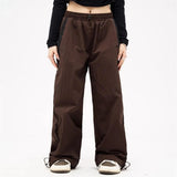 FOESCE Women Baggy Harajuku Cargo Pants Streetwear Hip Hop Wide Leg Pant Parachute Sweatpants Techwear Joggers Oversized Y2K Trousers