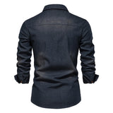 FOESCE AIOPESON Brand Elastic Cotton Denim Shirt Men Long Sleeve Quality Cowboy Shirts for Men Casual Slim Fit Mens Designer Clothing