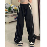 FOESCE Women Baggy Harajuku Cargo Pants Streetwear Hip Hop Wide Leg Pant Parachute Sweatpants Techwear Joggers Oversized Y2K Trousers