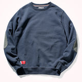 FOESCE Add cashmere sweater men's round neck pullover tide autumn and winter thick retro elbow patch slim versatile sports jacket
