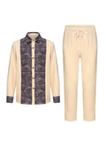 FOESCE African traditional dress men's suit Long sleeve ethnic style printed patchwork shirt casual pants 2 piece holiday casual suit