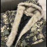 FOESCE American Camouflage Fur Collar Thickened Jacket Cotton Streetwear Retro Trend Men's Loose Hooded Coats Thickened Warm Jacket