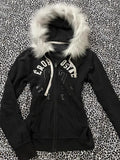 FOESCE American Camouflage Fur Collar Thickened Jacket Cotton Streetwear Retro Trend Men's Loose Hooded Coats Thickened Warm Jacket