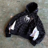 FOESCE American Hoodie Y2K Zipper Jacket Mens Womens Gothic Harajuku Embroidery Oversized Hoodie Sweatshirt Fashion Casual Clothes