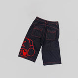 FOESCE American retro angled side pocket denim shorts for men summer y2k trendy loose street hip-hop basketball denim shorts for women