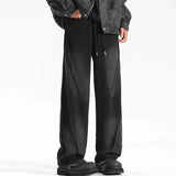 FOESCE Autumn Men's High Street Pleated Straight Pants Korean Fashion Elastic Waist Pockets Trousers Y2K Vintage pantalones hombre