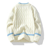 FOESCE Autumn Winter Men's Sweater Warm Knit Pullovers Fashion Loose Knitted Sweaters Men Youthful Vitality Patchwork Casual Pullovers