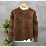 FOESCE Autumn Winter New Fashion Round Neck Long Sleeve Solid Color Pullovers Men's Clothing Loose Casual All-match Simplicity Sweaters