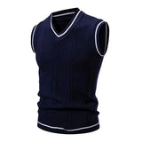 FOESCE Autumn and Winter New Men's Warm Sweater Vest Fashionable Casual College Style  Knitted Sweater