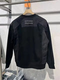 FOESCE Autumn and Winter Thin Men's New Patchwork Round Neck Pullover Fashionable Versatile Hoodie Simple and Loose Hoodie