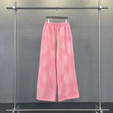 FOESCE Autumn and winter 2025 new splash ink white spray-dyed loose plus velvet joggers