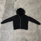FOESCE Autumn and winter Warm Coat Men Y2k Clothes Fashion Solid color Plush Patchwork Zipup Hoodie Casual Streetwear Hooded Sweatshirt