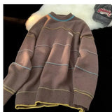 Autumn and winter new men and women trendy lazy style round neck sweater for couples loose retro Harajuku knitted top harajuku