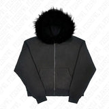 FOESCE Autumn\winter Black Zip Up Fur Patchwork Design Women Men Hoodies Fashion Warm Korean Style Sweatshirts Y2k Long Sleeved Unisex