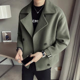 FOESCE Autumn/winter Men's Cropped Woolen Jacket Sensible Design Korean Trendy British Style Casual Loose Fit Trench Coat